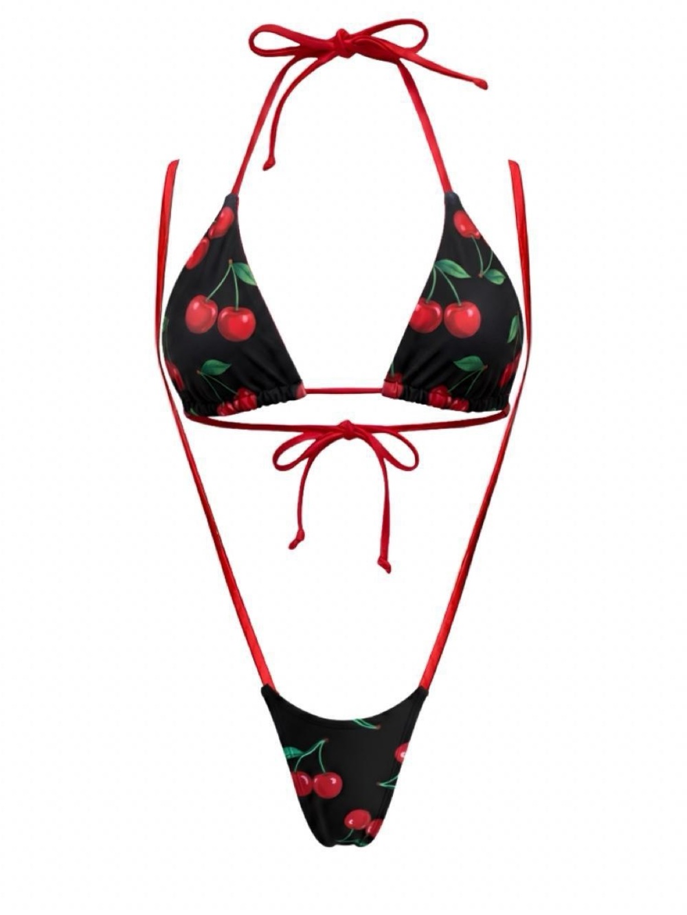 GrlFriday Shop Cherry Print Y2K Full Coverage Slingshot Tri-Kini Set
